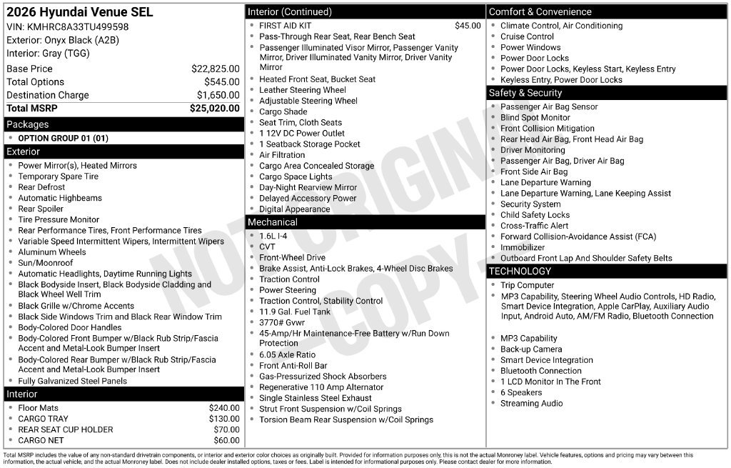 New 2026 Black Hyundai SEL image 4