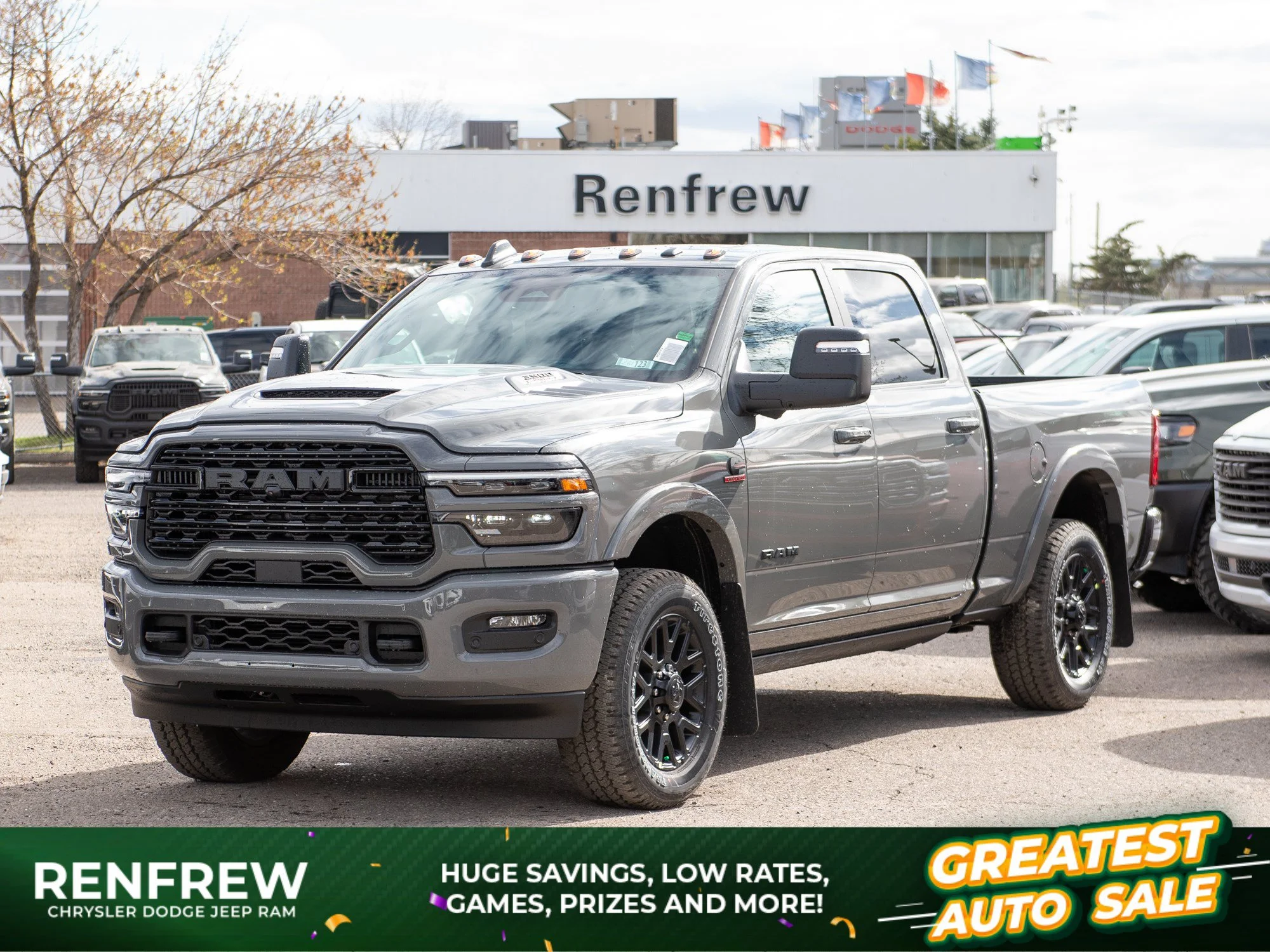 New 2026 Grey RAM Limited Night* Crew Cab 4x4, Sunroof, Level 1 Equip Group, 5th Wheel Prep image 1
