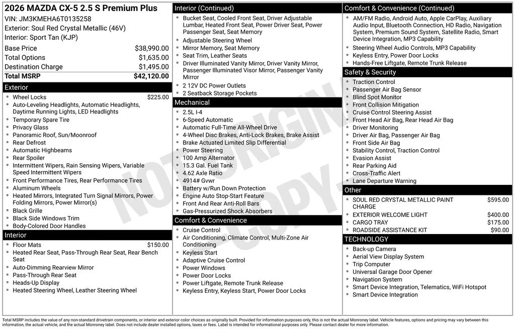 New 2026 Red Mazda 2.5 S Premium Plus image 4