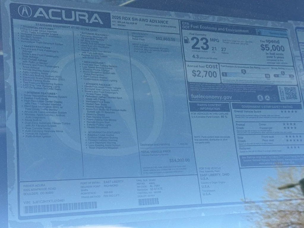 New 2026 Solar Silver Metallic Acura Advance Package image 28