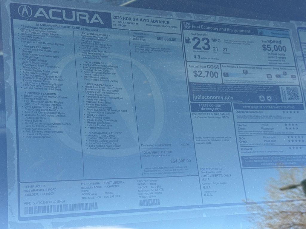 New 2026 Solar Silver Metallic Acura Advance Package image 28