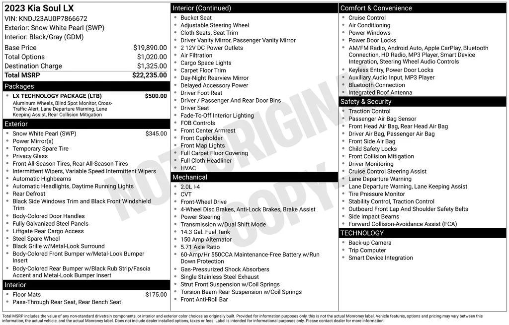 Used 2023 White Kia LX image 6