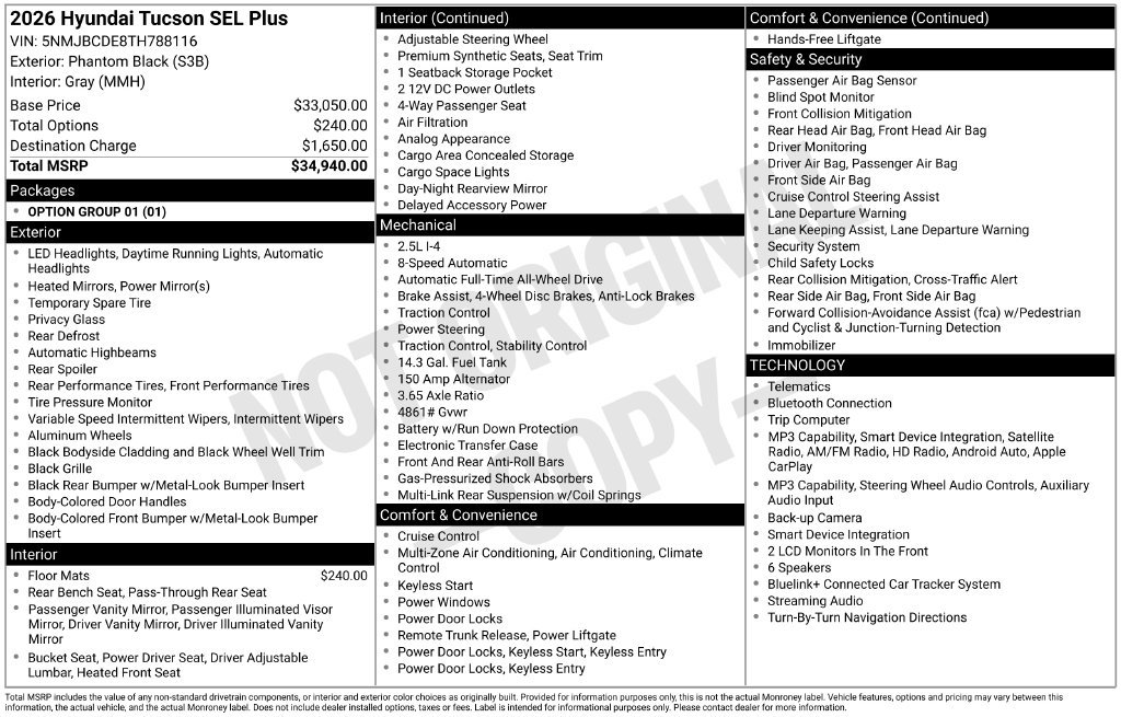 New 2026 Black Hyundai SEL Plus AWD image 31