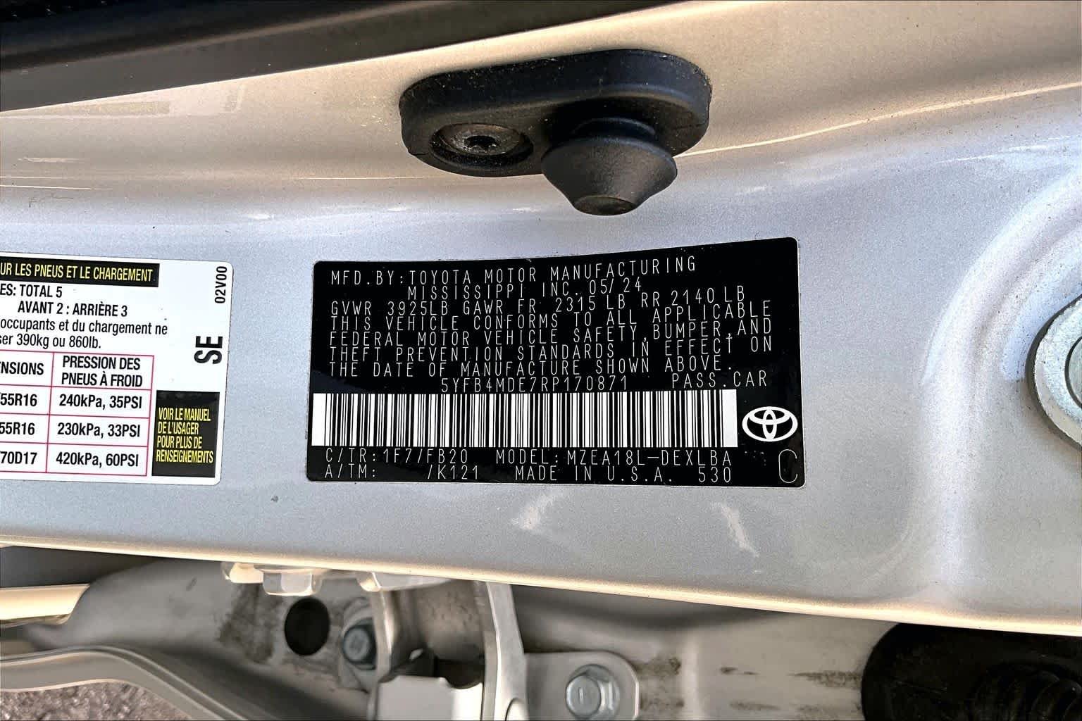 Used 2024 Classic Silver Metallic Toyota LE image 34