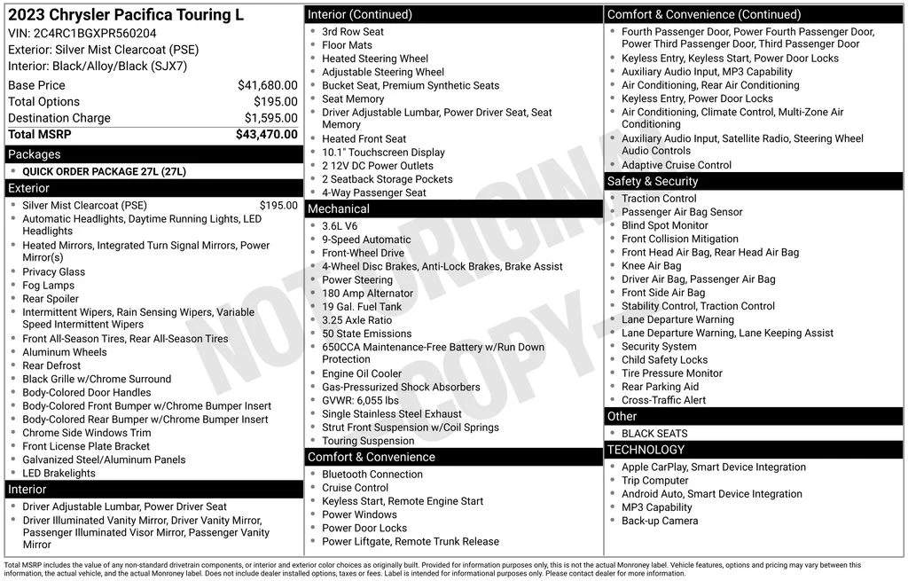 Used 2023 Silver Chrysler Touring L image 6