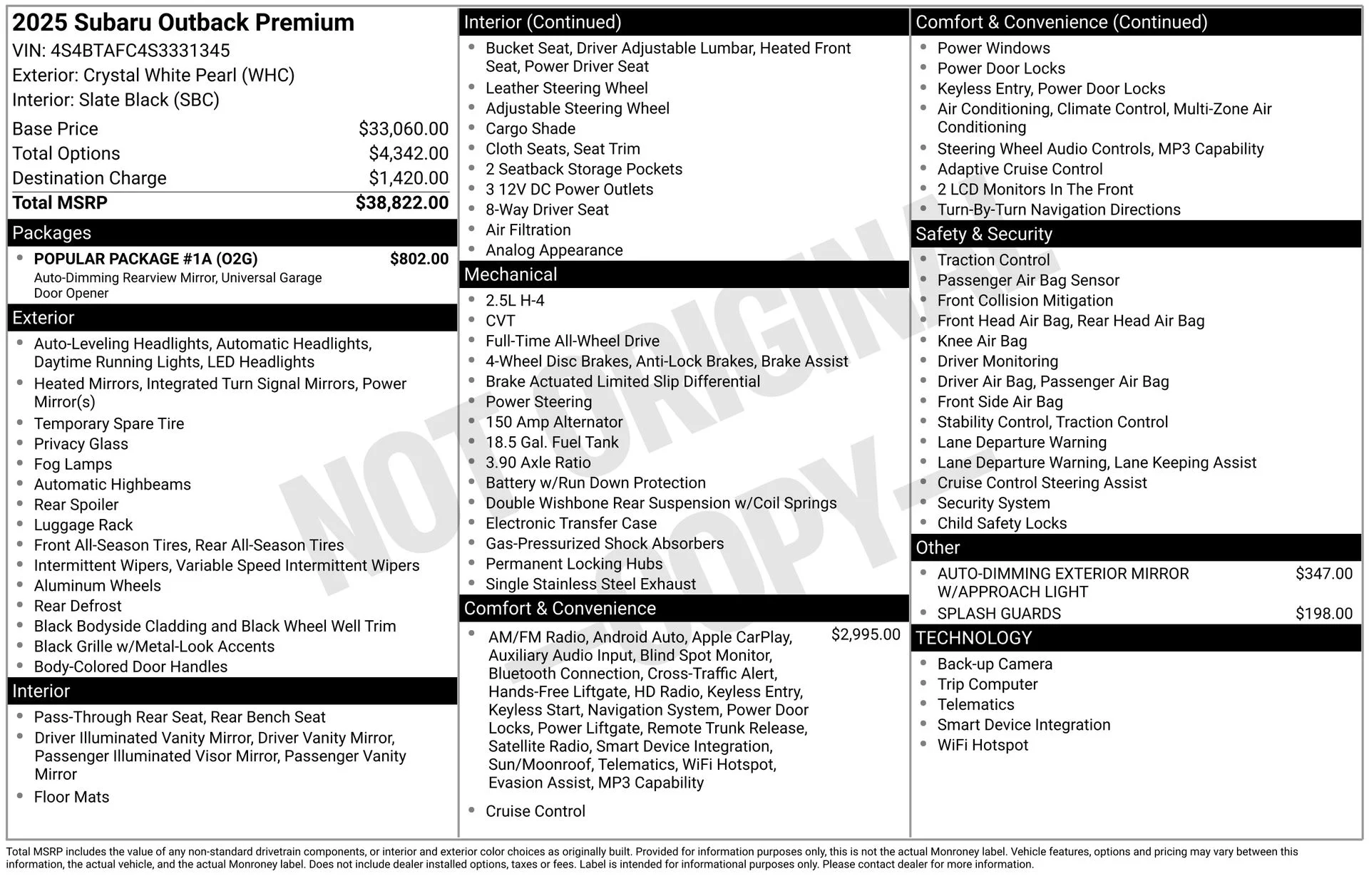 Used 2025 White Subaru Premium image 3