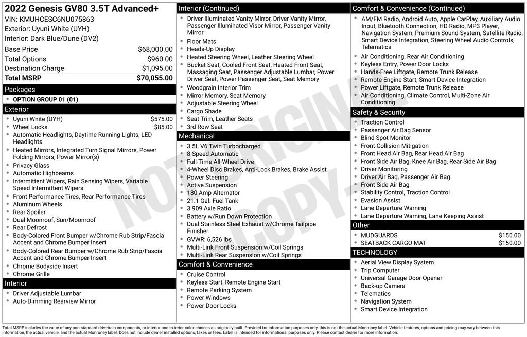 2022 GENESIS GV80 Advanced+