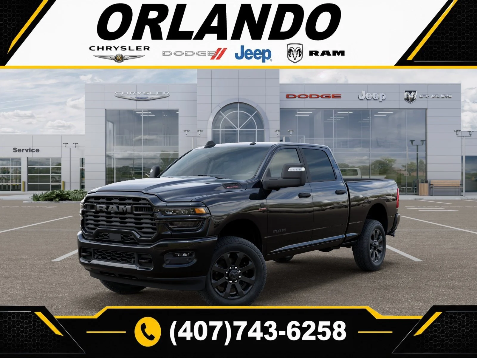 New 2026 Diamond Black Crystal Pearlcoat RAM Big Horn image 1