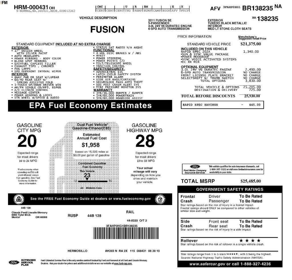 2011 Ford Fusion I-4 SE's photo