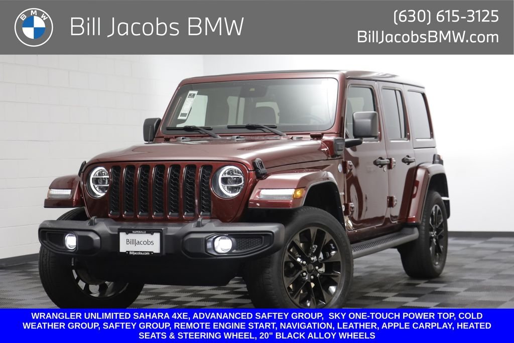 Used 2021 Snazzberry Pearlcoat Jeep Unlimited Sahara 4xe image 1