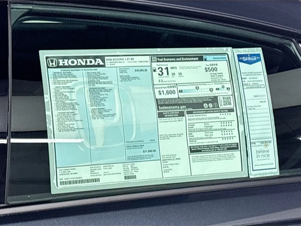 New 2026 Meteorite Gray Metallic Honda SE image 24