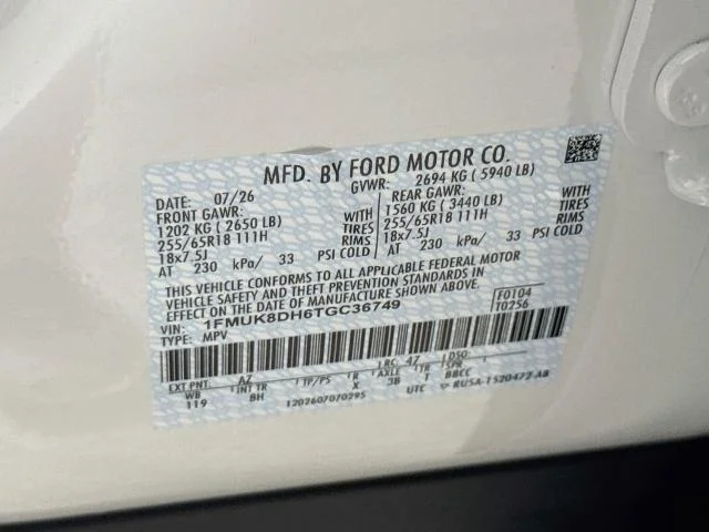 New 2026 Star White Metallic Tri-Coat Ford Active image 63