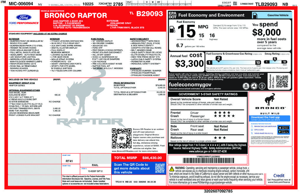 New 2026 Avalanche Gray Ford Raptor® image 28