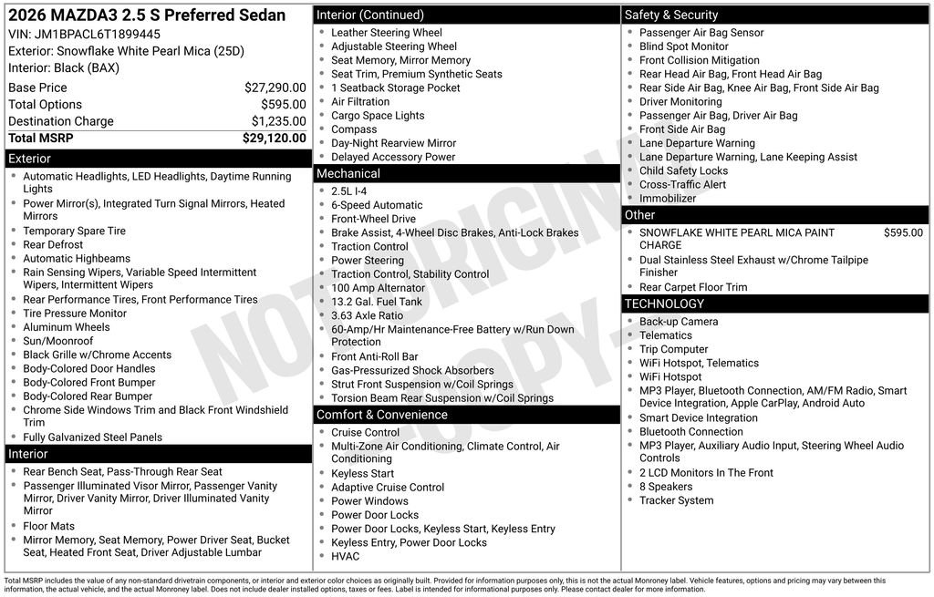 New 2026 Snowflake White Pearl Mazda 2.5 S Preferred image 4