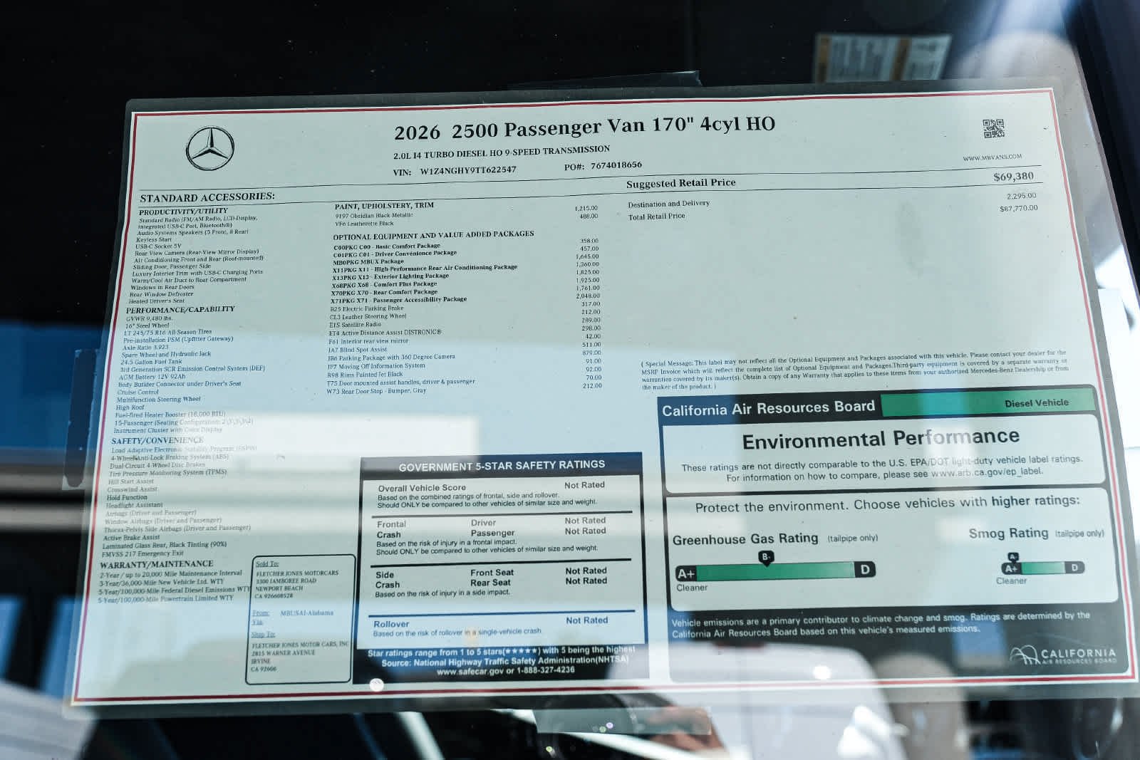 New 2026 Obsidian Black Metallic Mercedes-Benz Passenger 170 WB High Roof RWD 2.0L 4-Cylinder image 37