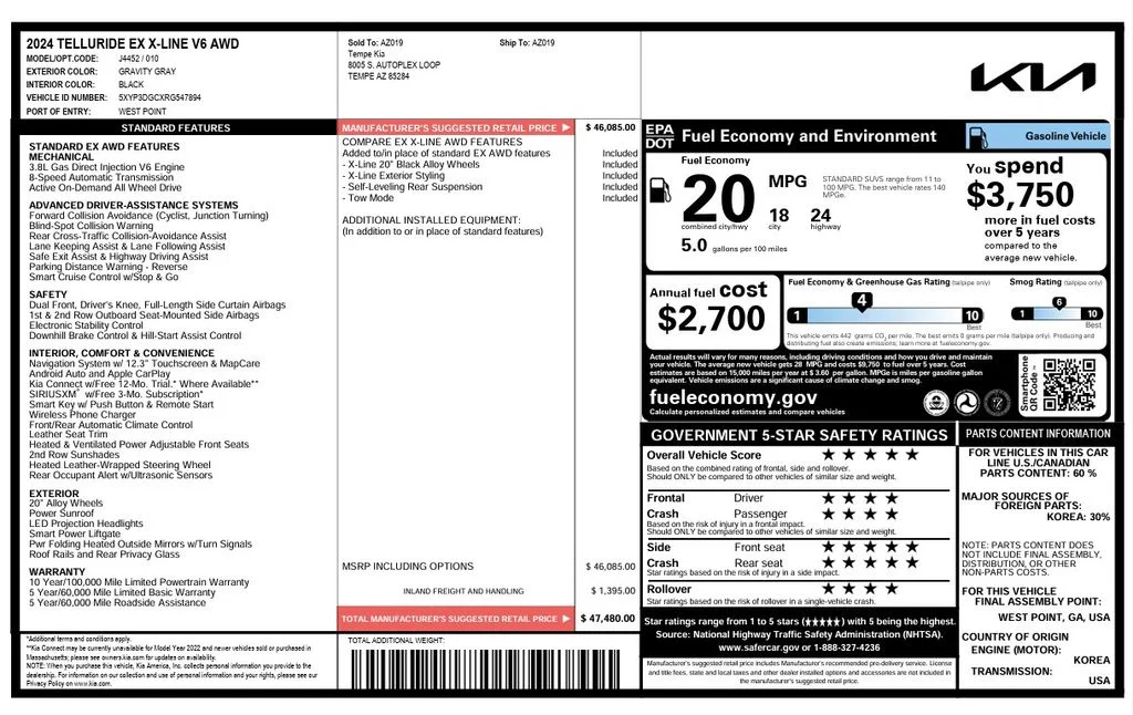Certified Used 2024 Gray Kia EX X-Line image 2