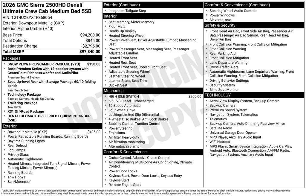 New 2026 Downpour Metallic GMC Denali Ultimate image 2