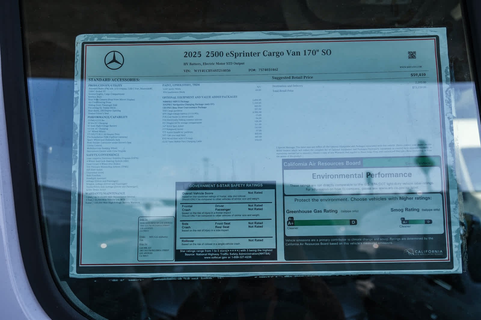 New 2025 Arctic White Mercedes-Benz Cargo 170 WB High Roof RWD Electric Motor image 28