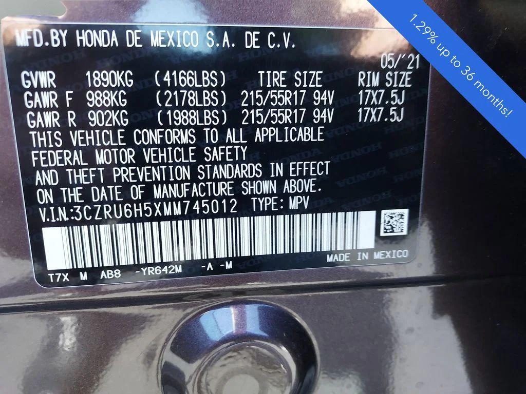 Certified Used 2021 Midnight Amethyst Honda AWD EX image 23