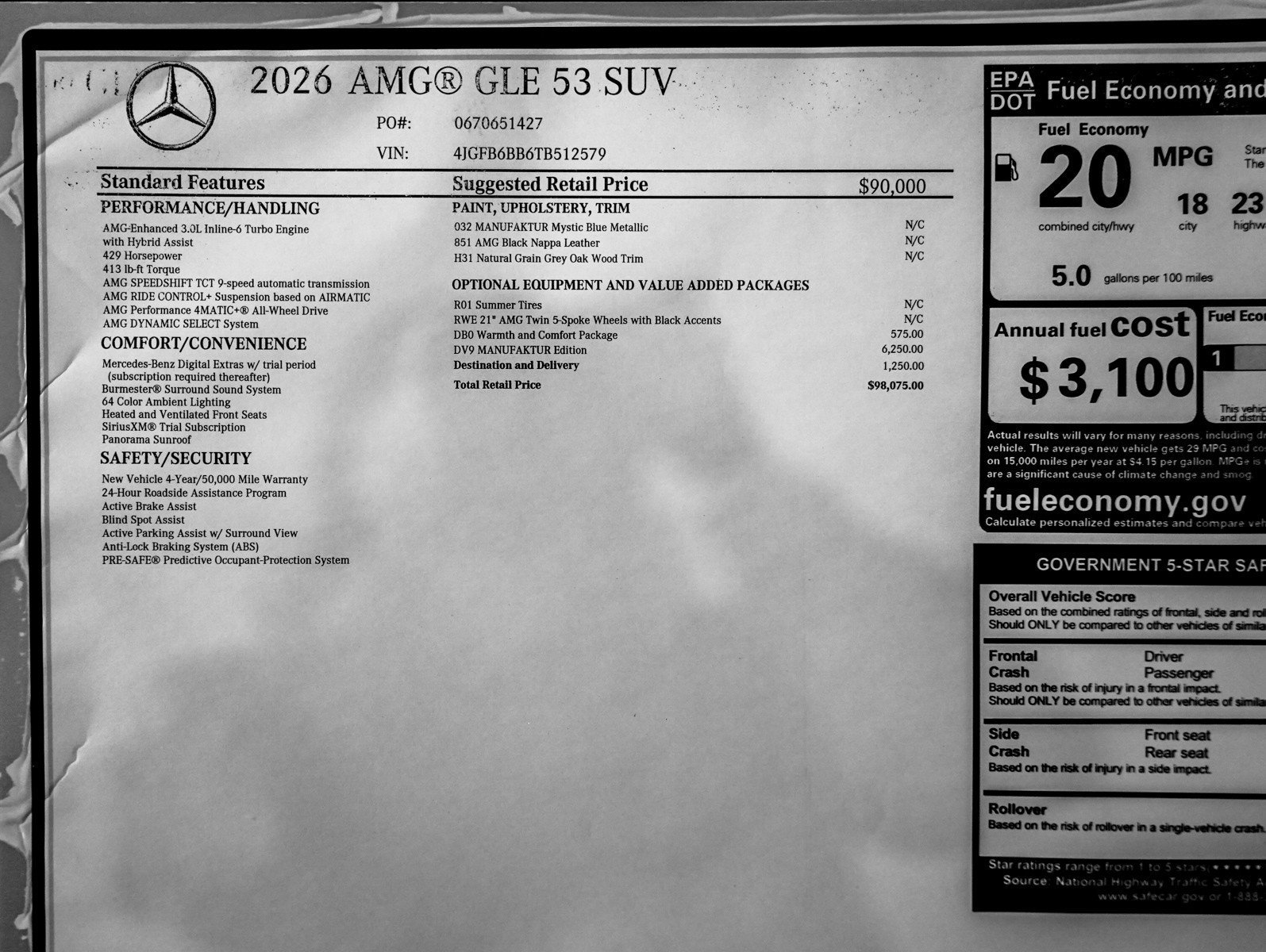 New 2026 MANUFAKTUR Mystic Blue Metallic Mercedes-Benz AMG® GLE 53 4MATIC+ SUV image 26