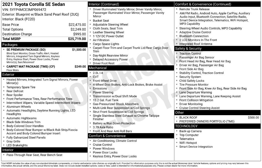 Used 2021 Black Toyota SE image 6
