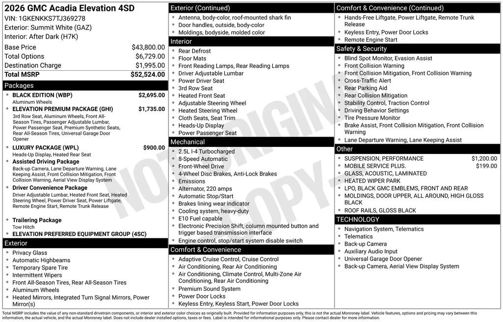 2026 GMC Acadia Elevation FWD's photo