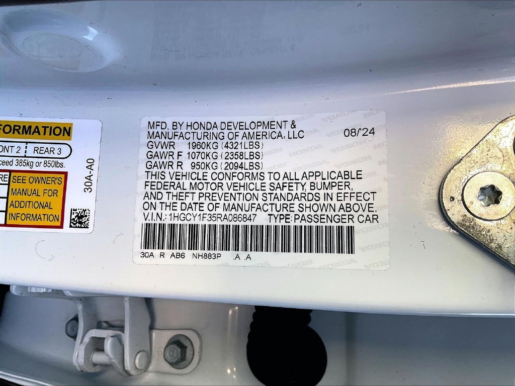 Used 2024 Platinum White Honda EX image 33