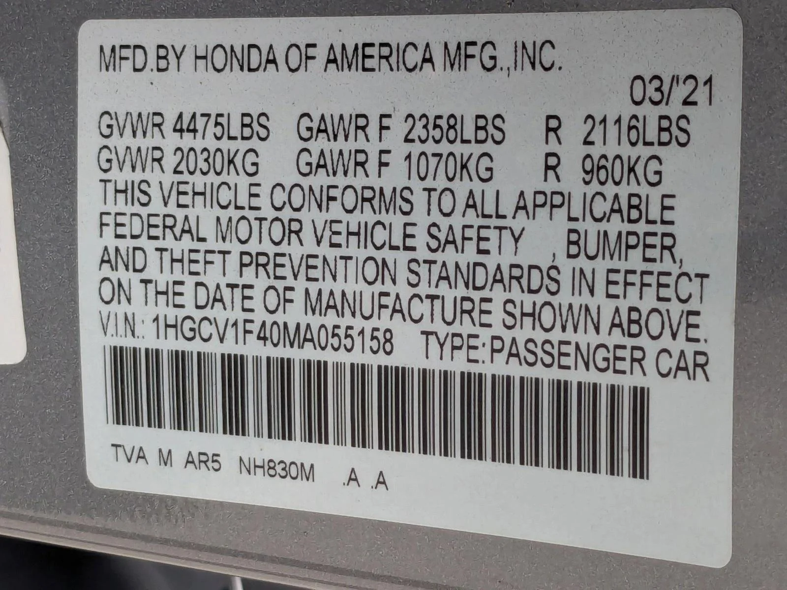 Used 2021 Lunar Silver Metallic Honda Sport SE image 24