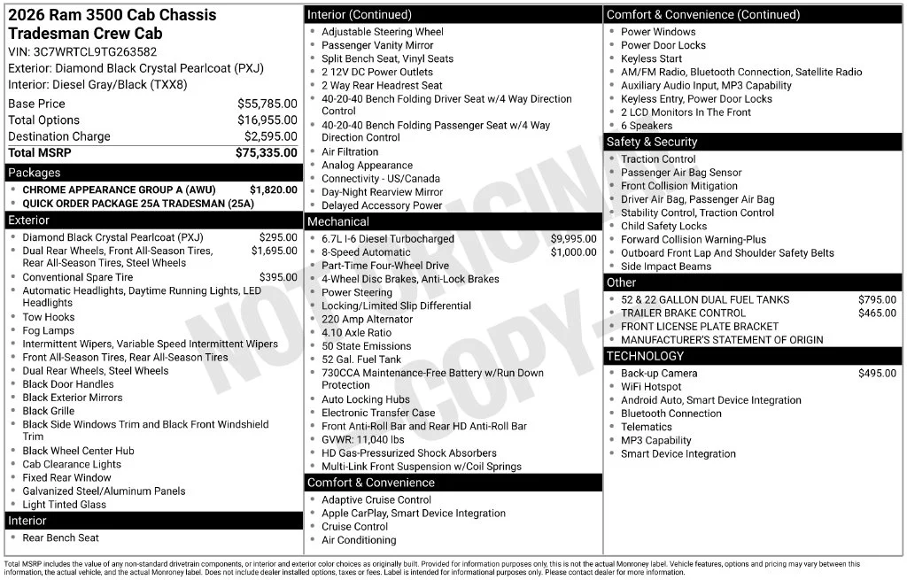 New 2026 Diamond Black Crystal Pearl-Coat Exterior Paint RAM Tradesman image 4