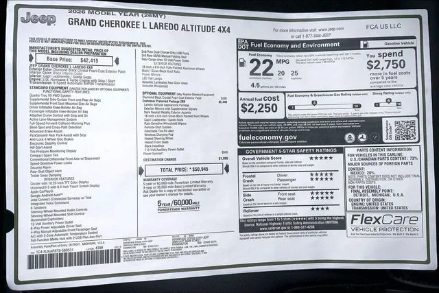 New 2026 Diamond Black Crystal Pearl-Coat Exterior Paint Jeep Laredo image 22