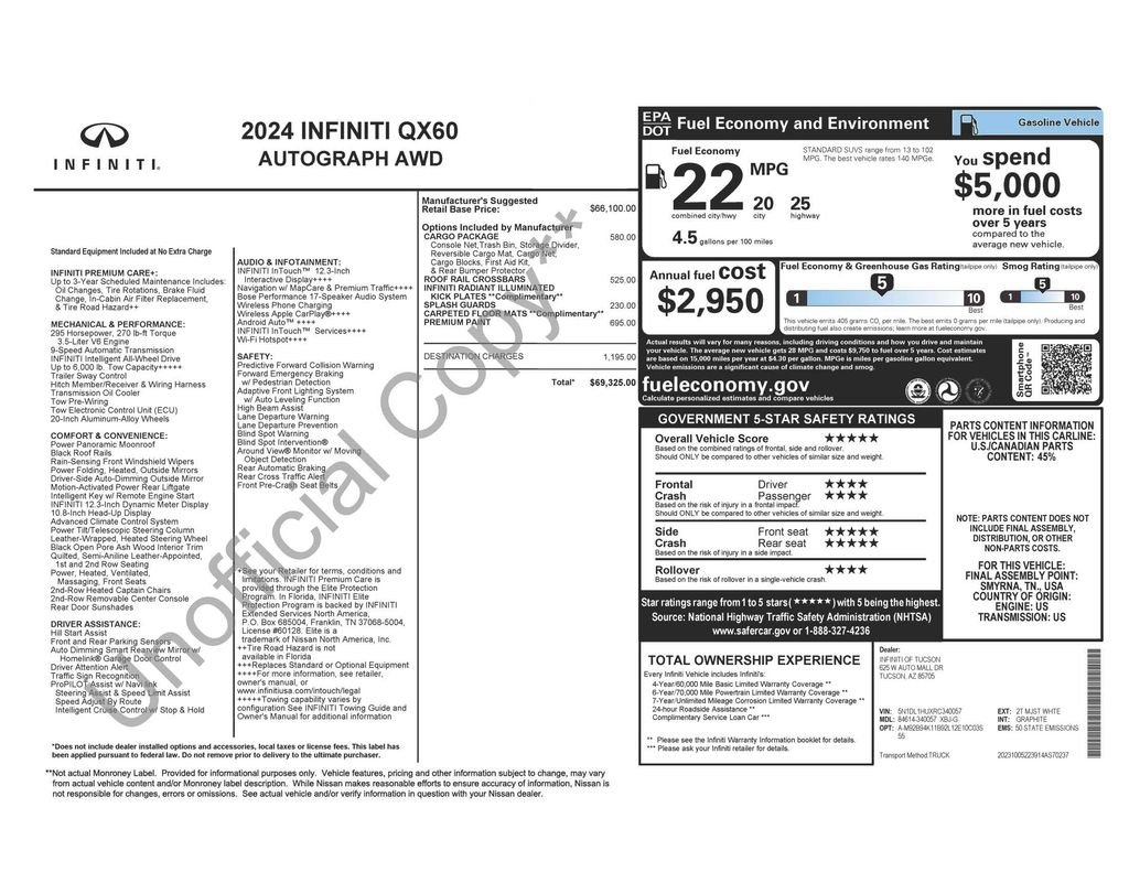 Certified Used 2024 Black INFINITI Autograph image 4