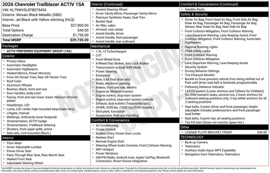 2026 Chevrolet Trailblazer Activ's photo