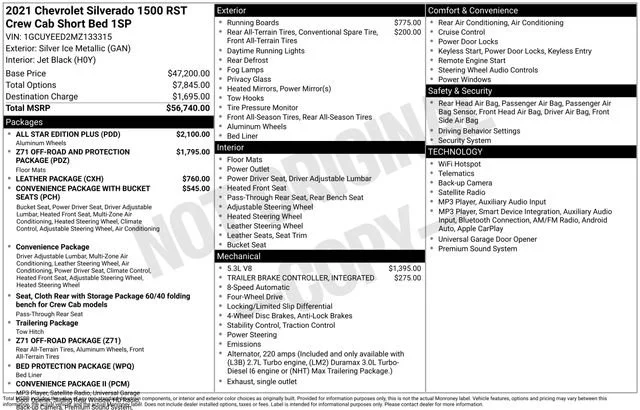 Used 2021 SILVER ICE METALLIC Chevrolet RST image 7