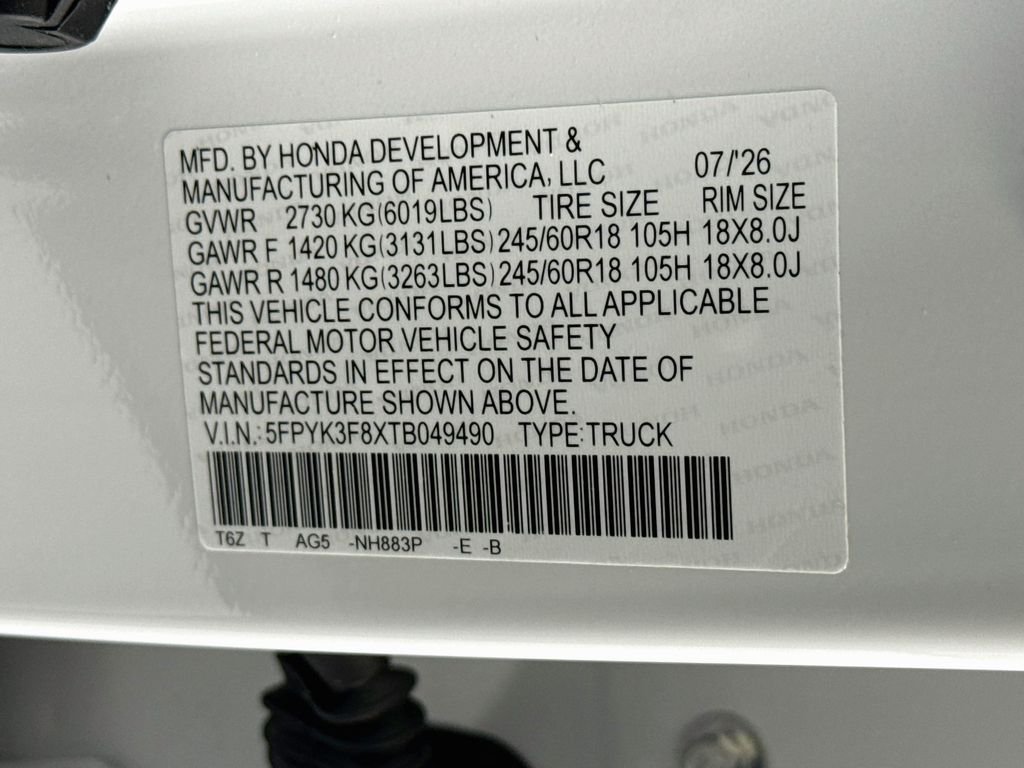 New 2026 Platinum White Pearl Honda Black Edition image 32