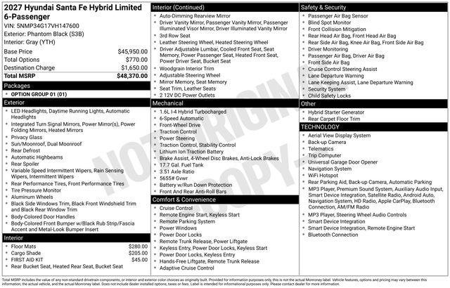 New 2027 Phantom Black Hyundai Limited image 34