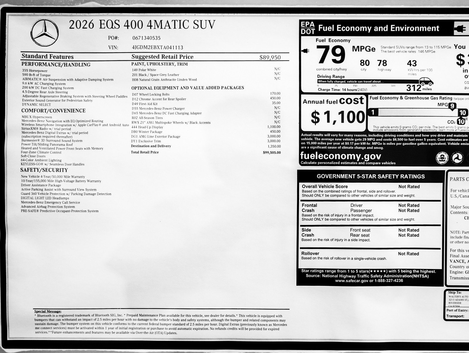 New 2026 Polar White Mercedes-Benz EQS 400 image 24