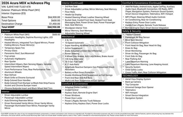Used 2026 White Acura Advance Package image 34