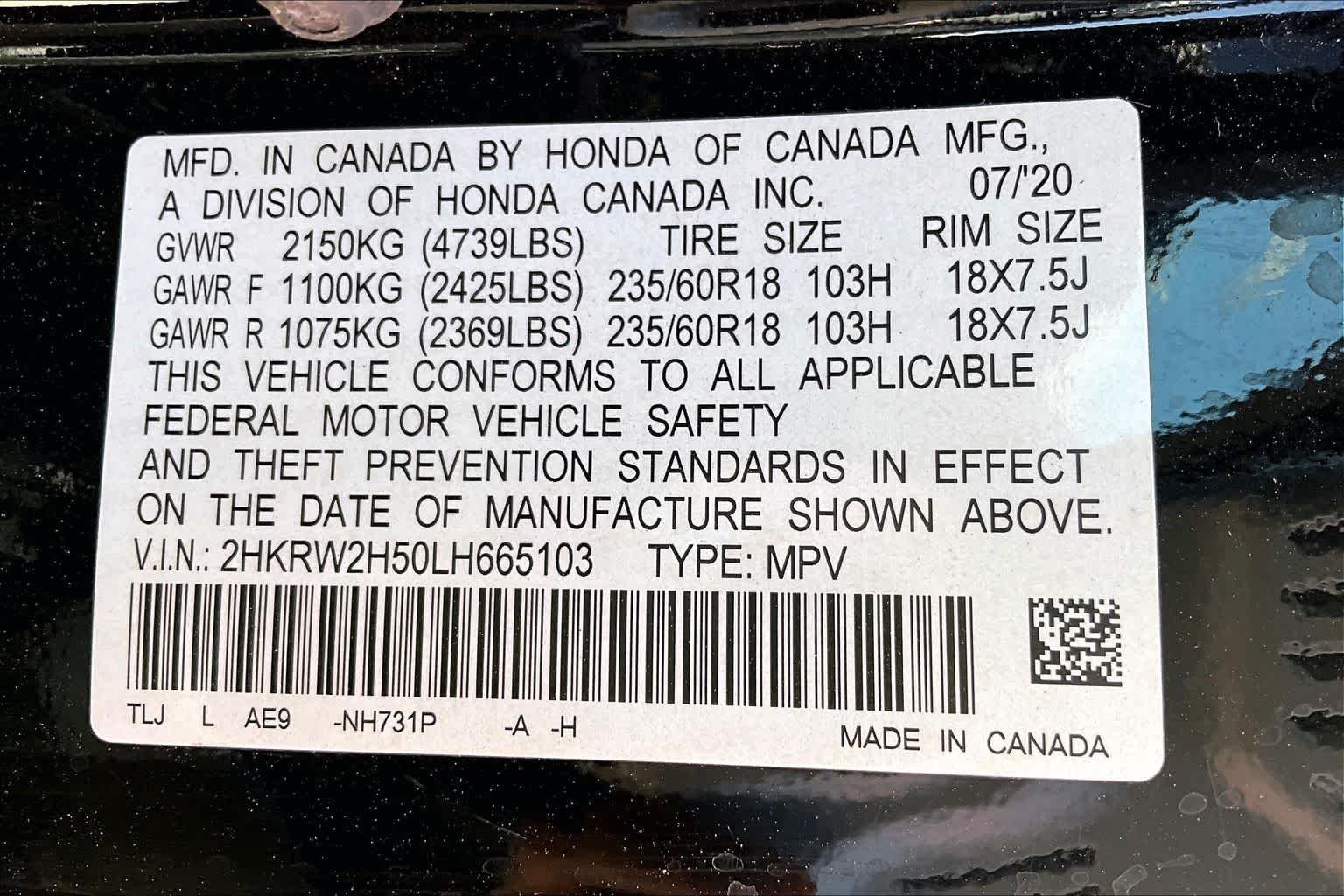 Used 2020 Crystal Black Pearl Honda EX image 35