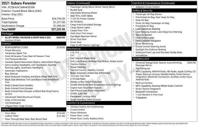 Used 2021 Black Subaru Base image 23