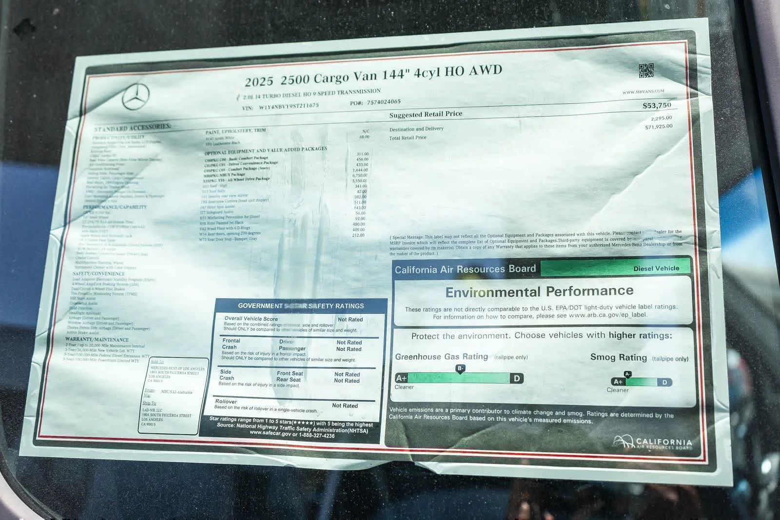 New 2025 Arctic+White Mercedes-Benz Cargo 144WB High Roof AWD 2.0L I4 Diesel Turbo HO image 30