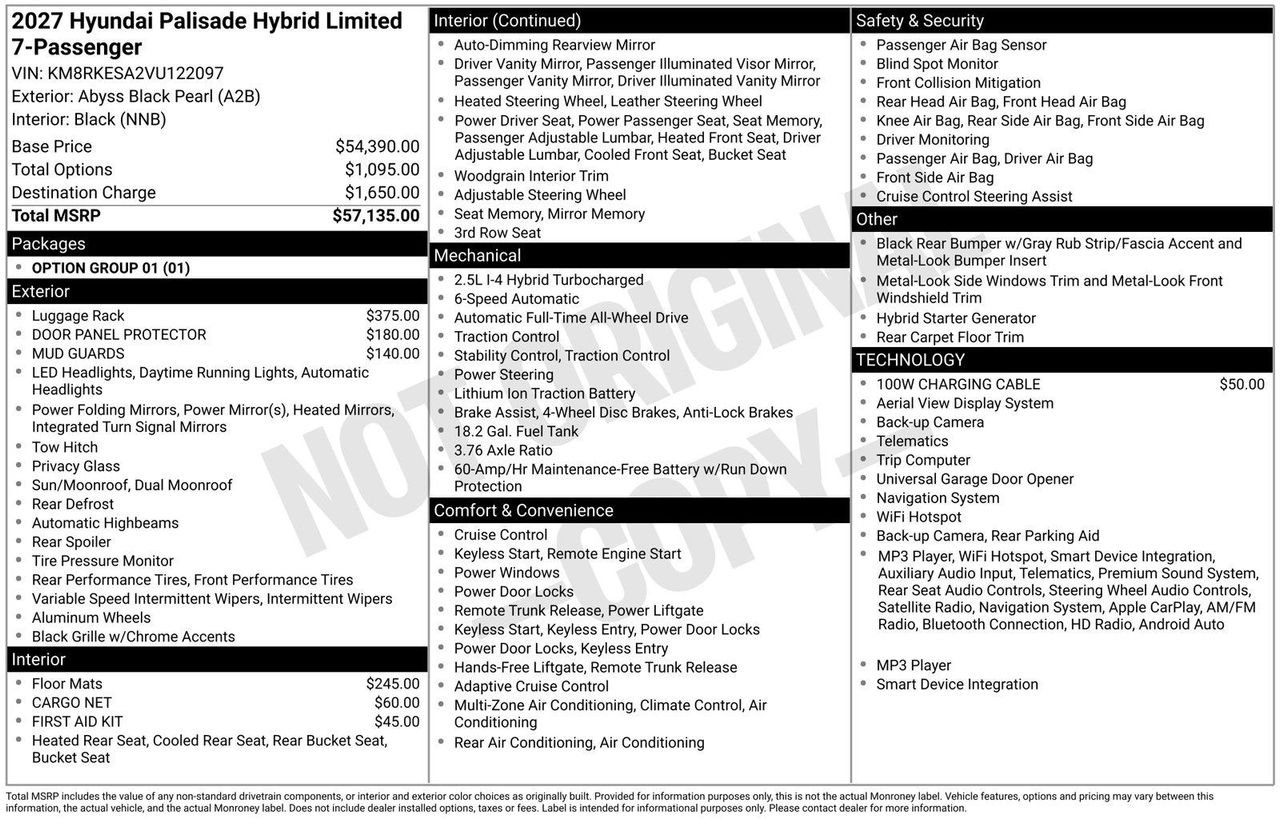 New 2027 Abyss Black Pearl Hyundai Limited 7P image 4