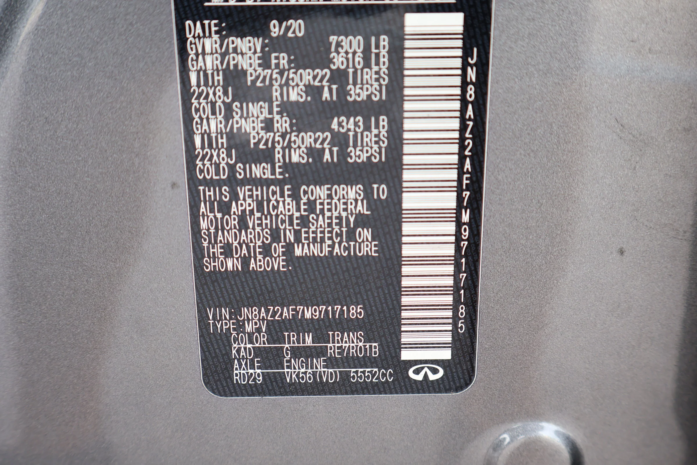 Certified Used 2021 Graphite Shadow INFINITI PREMIUM SELECT image 26