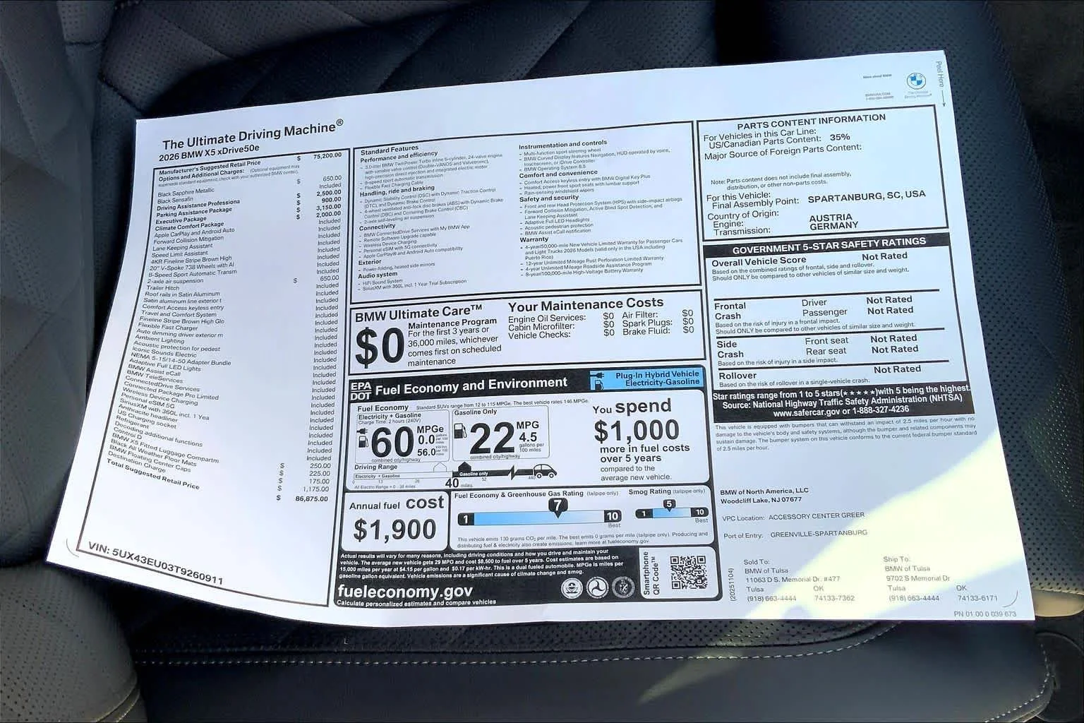 New 2026 Black Sapphire Metallic BMW xDrive50e image 20