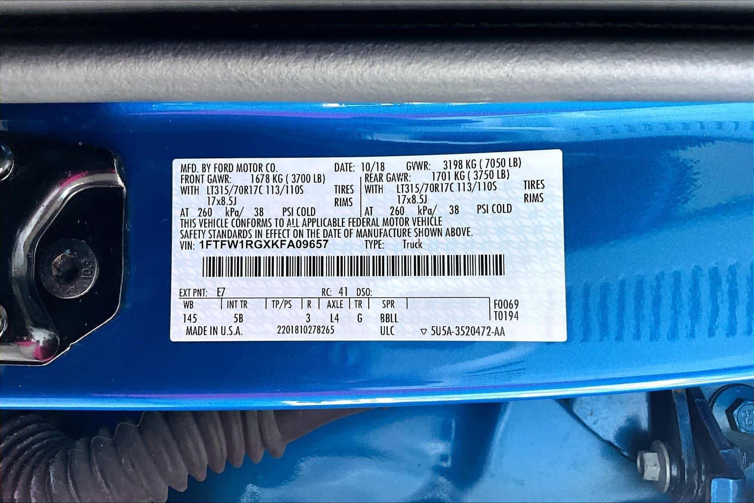 Used 2019 Velocity Blue Ford Raptor image 32