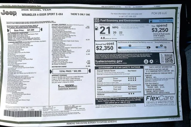New 2026 Hydro Blue Pearlcoat Jeep Sport S image 14