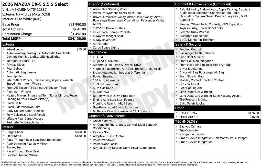New 2026 Navy Blue Mica Mazda 2.5 S Select AWD image 3
