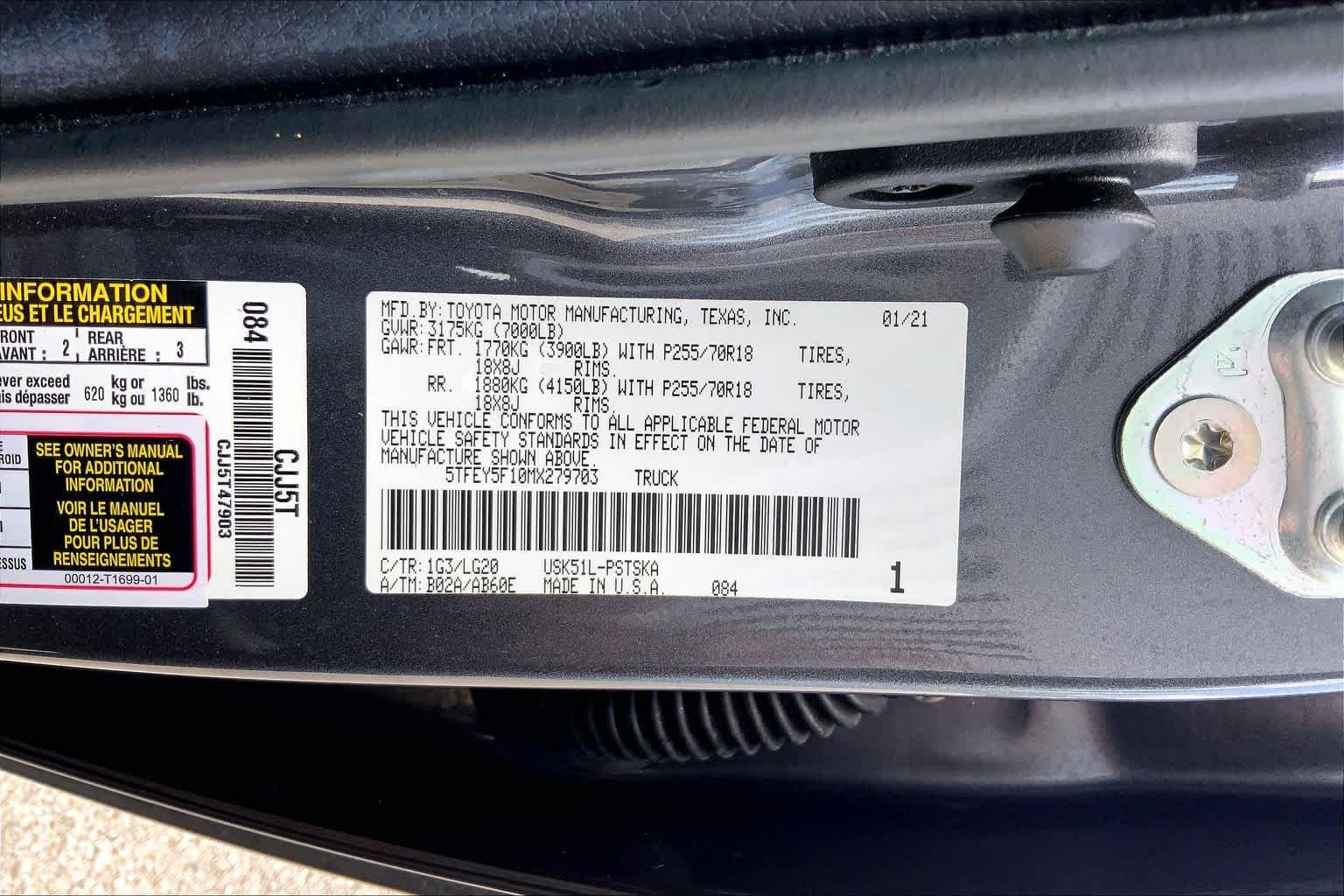 Used 2021 Magnetic Gray Metallic Toyota SR5 image 36