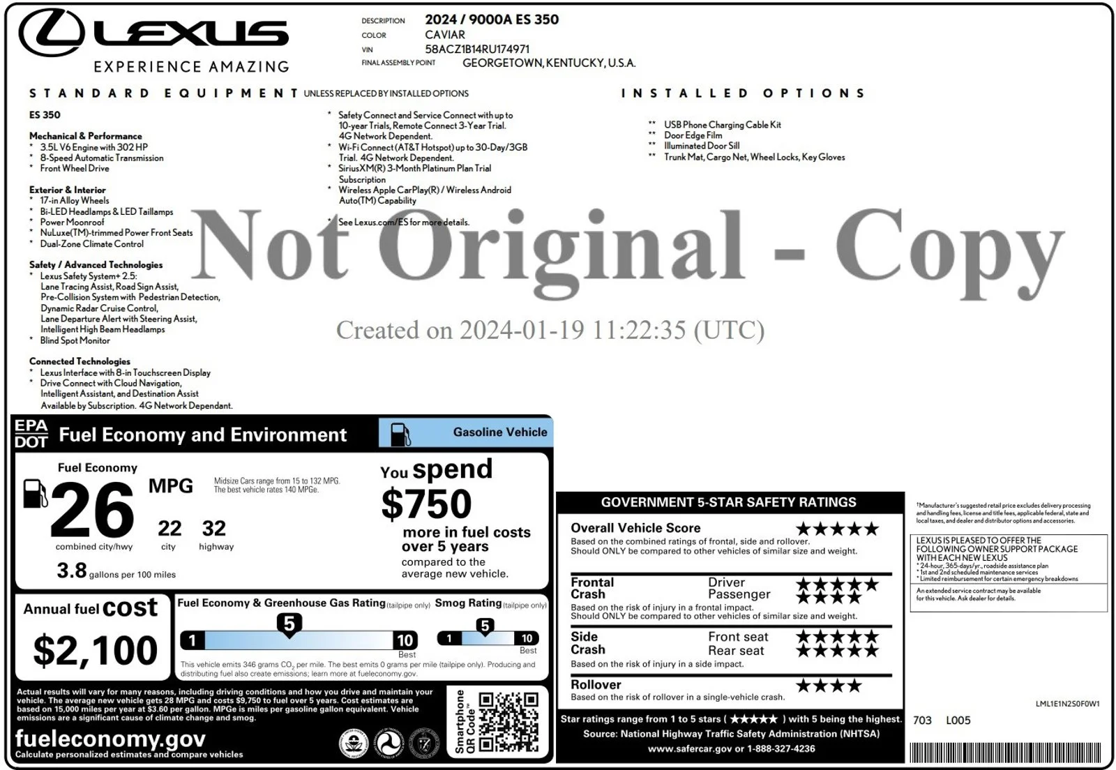 2024 Lexus ES 350 - Photo 24