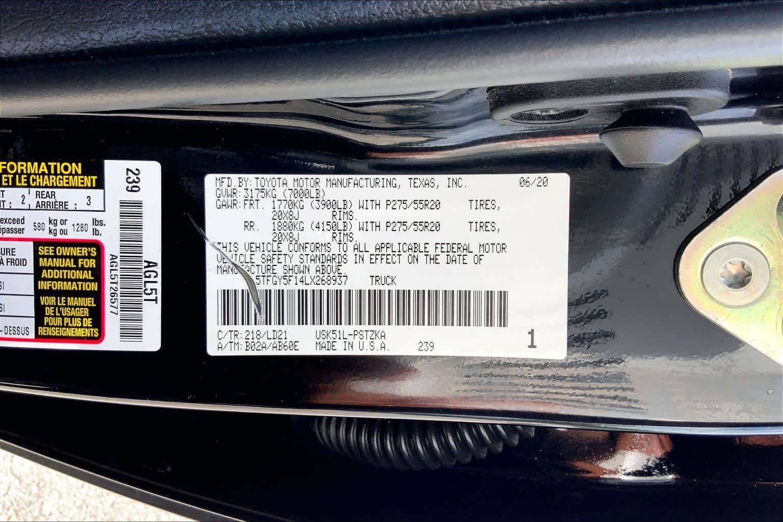 Used 2020 Midnight Black Metallic Toyota 1794 Edition image 36