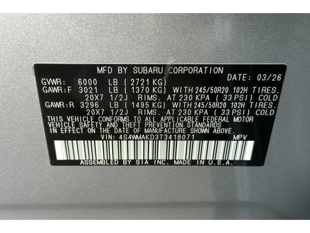 New 2026 ICE SILVER METALLIC Subaru Touring 7-Passenger image 54